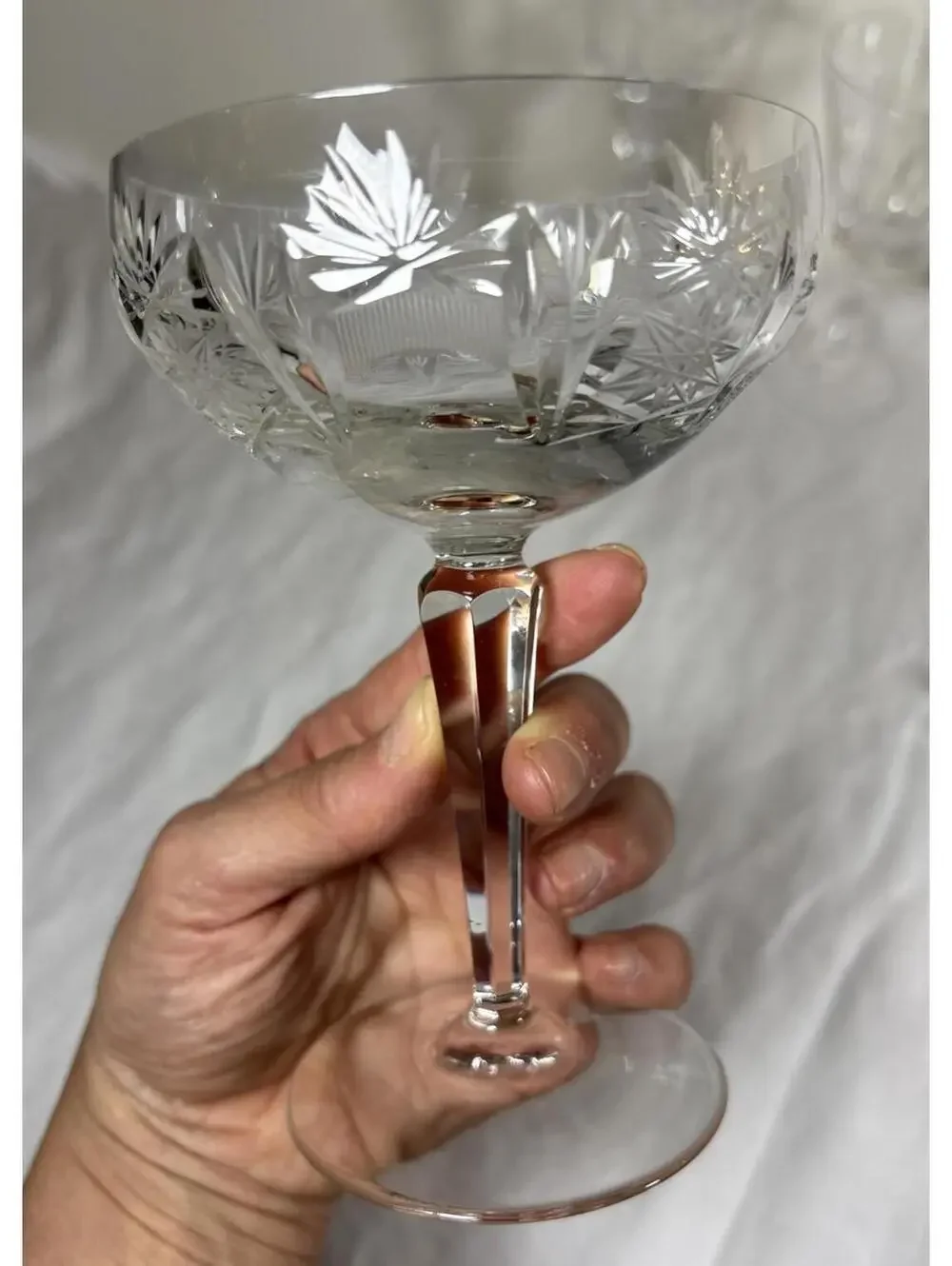 Vintage Etched Crystal Wine & Cocktail Glasses – Set of 6 Mismatched Lot